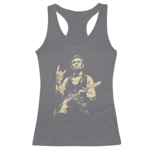 Rock And Roll Abraham Lincoln Playing Guitar Racerback Tank Top Vintage Patriotic Music Gift TS12 Charcoal Print Your Wear