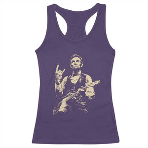 Rock And Roll Abraham Lincoln Playing Guitar Racerback Tank Top Vintage Patriotic Music Gift TS12 Purple Print Your Wear