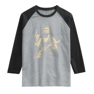 Rock And Roll Abraham Lincoln Playing Guitar Raglan Shirt Vintage Patriotic Music Gift TS12 Heather Gray Black Print Your Wear