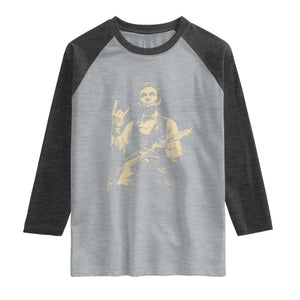Rock And Roll Abraham Lincoln Playing Guitar Raglan Shirt Vintage Patriotic Music Gift TS12 Heather Gray Heather Charcoal Print Your Wear