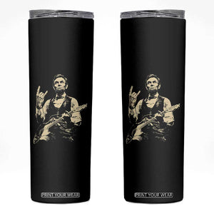 Rock And Roll Abraham Lincoln Playing Guitar Skinny Tumbler Vintage Patriotic Music Gift TS12 Black Print Your Wear