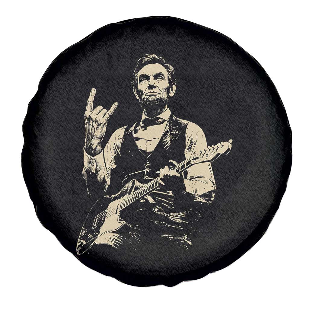 Rock And Roll Abraham Lincoln Playing Guitar Spare Tire Cover Vintage Patriotic Music Gift TS12 Print Your Wear