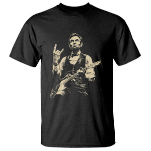 Rock And Roll Abraham Lincoln Playing Guitar T Shirt Vintage Patriotic Music Gift TS12 Black Print Your Wear