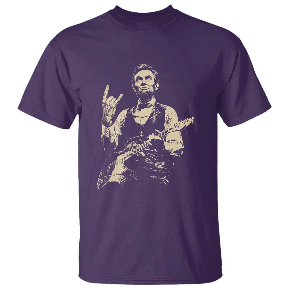 Rock And Roll Abraham Lincoln Playing Guitar T Shirt Vintage Patriotic Music Gift TS12 Purple Print Your Wear