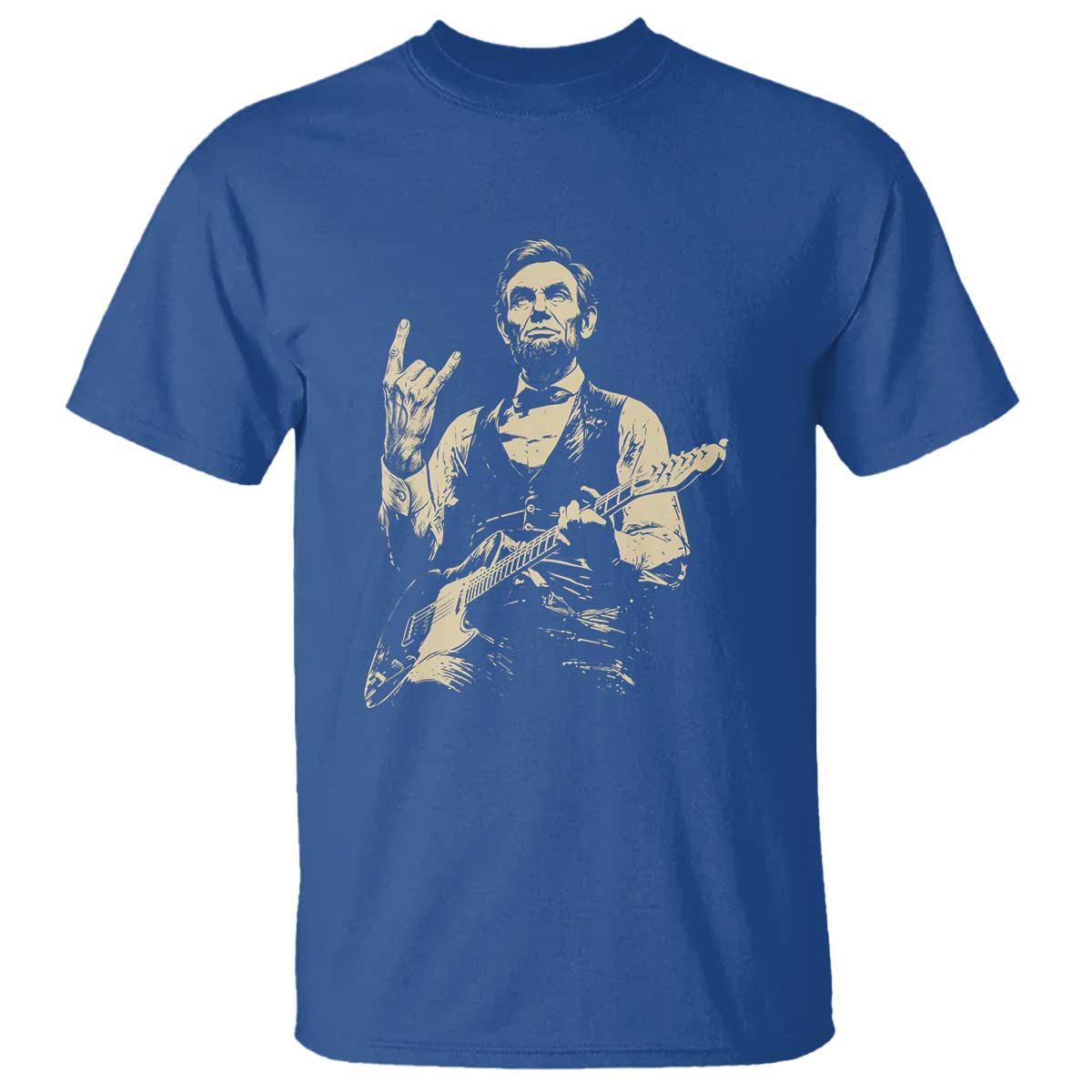 Rock And Roll Abraham Lincoln Playing Guitar T Shirt Vintage Patriotic Music Gift TS12 Royal Blue Print Your Wear