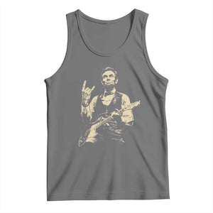 Rock And Roll Abraham Lincoln Playing Guitar Tank Top Vintage Patriotic Music Gift TS12 Black Heather Print Your Wear