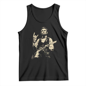 Rock And Roll Abraham Lincoln Playing Guitar Tank Top Vintage Patriotic Music Gift TS12 Black Print Your Wear