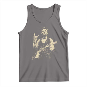 Rock And Roll Abraham Lincoln Playing Guitar Tank Top Vintage Patriotic Music Gift TS12 Deep Heather Print Your Wear