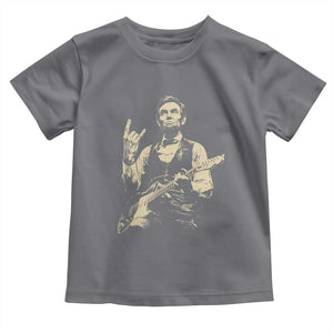 Rock And Roll Abraham Lincoln Playing Guitar Toddler T Shirt Vintage Patriotic Music Gift TS12 Charcoal Print Your Wear