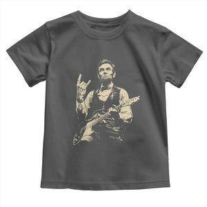 Rock And Roll Abraham Lincoln Playing Guitar Toddler T Shirt Vintage Patriotic Music Gift TS12 Dark Heather Print Your Wear