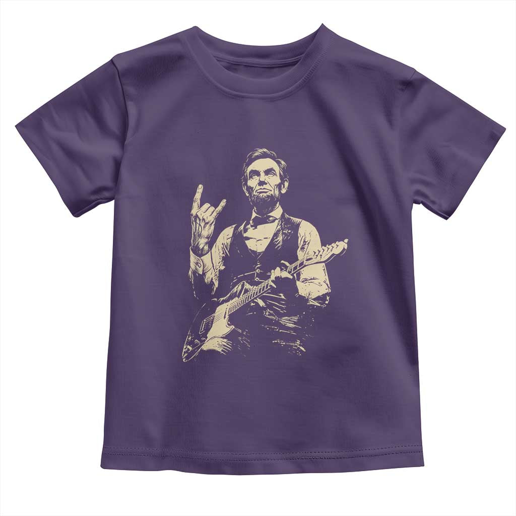 Rock And Roll Abraham Lincoln Playing Guitar Toddler T Shirt Vintage Patriotic Music Gift TS12 Purple Print Your Wear