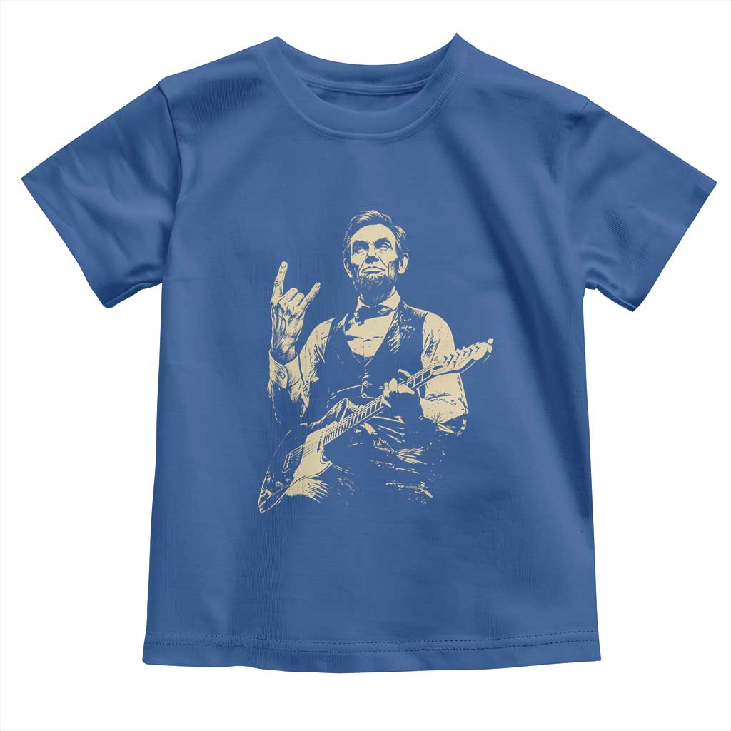 Rock And Roll Abraham Lincoln Playing Guitar Toddler T Shirt Vintage Patriotic Music Gift TS12 Royal Blue Print Your Wear