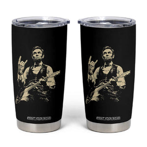 Rock And Roll Abraham Lincoln Playing Guitar Tumbler Cup Vintage Patriotic Music Gift TS12 Black Print Your Wear