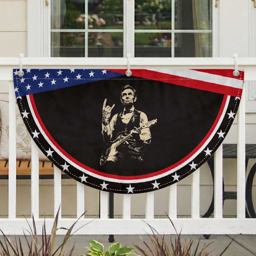 Rock And Roll Abraham Lincoln Playing Guitar Patriotic Fan Flag Vintage Music Gift
