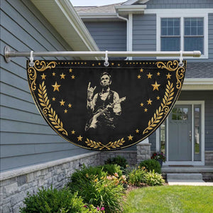 Rock And Roll Abraham Lincoln Playing Guitar Patriotic Fan Flag Vintage Music Gift
