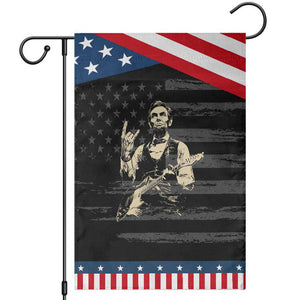 Rock And Roll Abraham Lincoln Playing Guitar Garden Flag Vintage Patriotic Music Gift TS12 Distressed Black Blue Print Your Wear