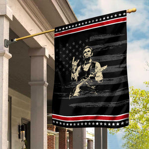Rock And Roll Abraham Lincoln Playing Guitar Garden Flag Vintage Patriotic Music Gift TS12 Distressed Black Red Print Your Wear