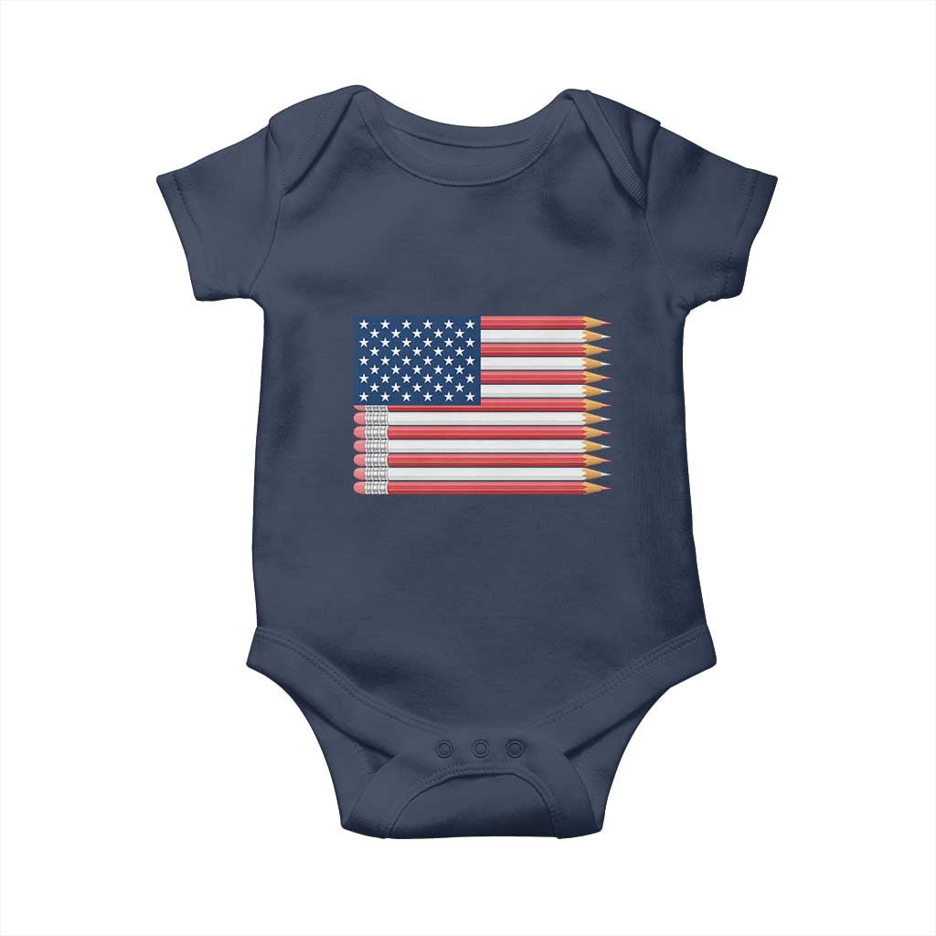 Pencil Stripes USA Flag Baby Onesie Proud American Teacher Graduation Gift TS12 Navy Print Your Wear
