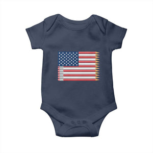 Pencil Stripes USA Flag Baby Onesie Proud American Teacher Graduation Gift TS12 Navy Print Your Wear