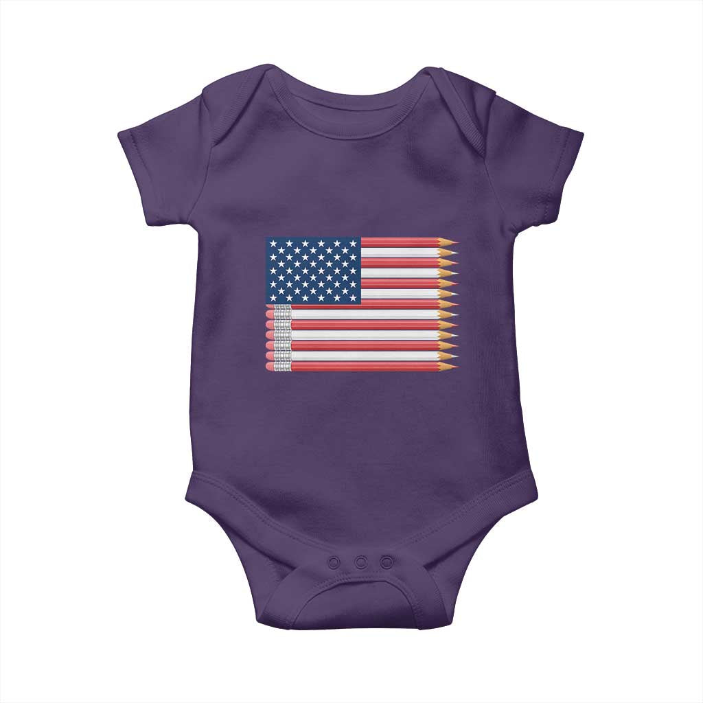 Pencil Stripes USA Flag Baby Onesie Proud American Teacher Graduation Gift TS12 Purple Print Your Wear