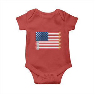 Pencil Stripes USA Flag Baby Onesie Proud American Teacher Graduation Gift TS12 Red Print Your Wear