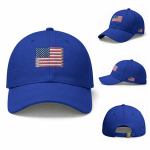 Pencil Stripes USA Flag Baseball Cap Proud American Teacher Graduation Gift TS12 Baseball Cap Universal Fit Royal Blue Print Your Wear
