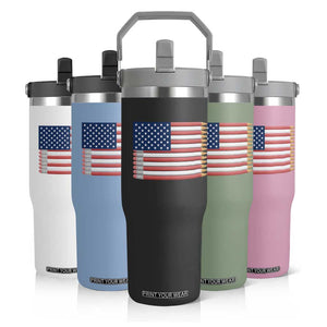 Pencil Stripes USA Flag Flip Straw Tumbler Proud American Teacher Graduation Gift TS12 Print Your Wear