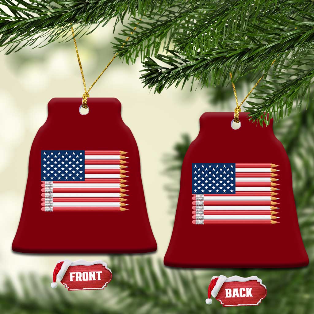 Pencil Stripes USA Flag Ceramic Ornament Proud American Teacher Graduation Gift TS12 Print Your Wear