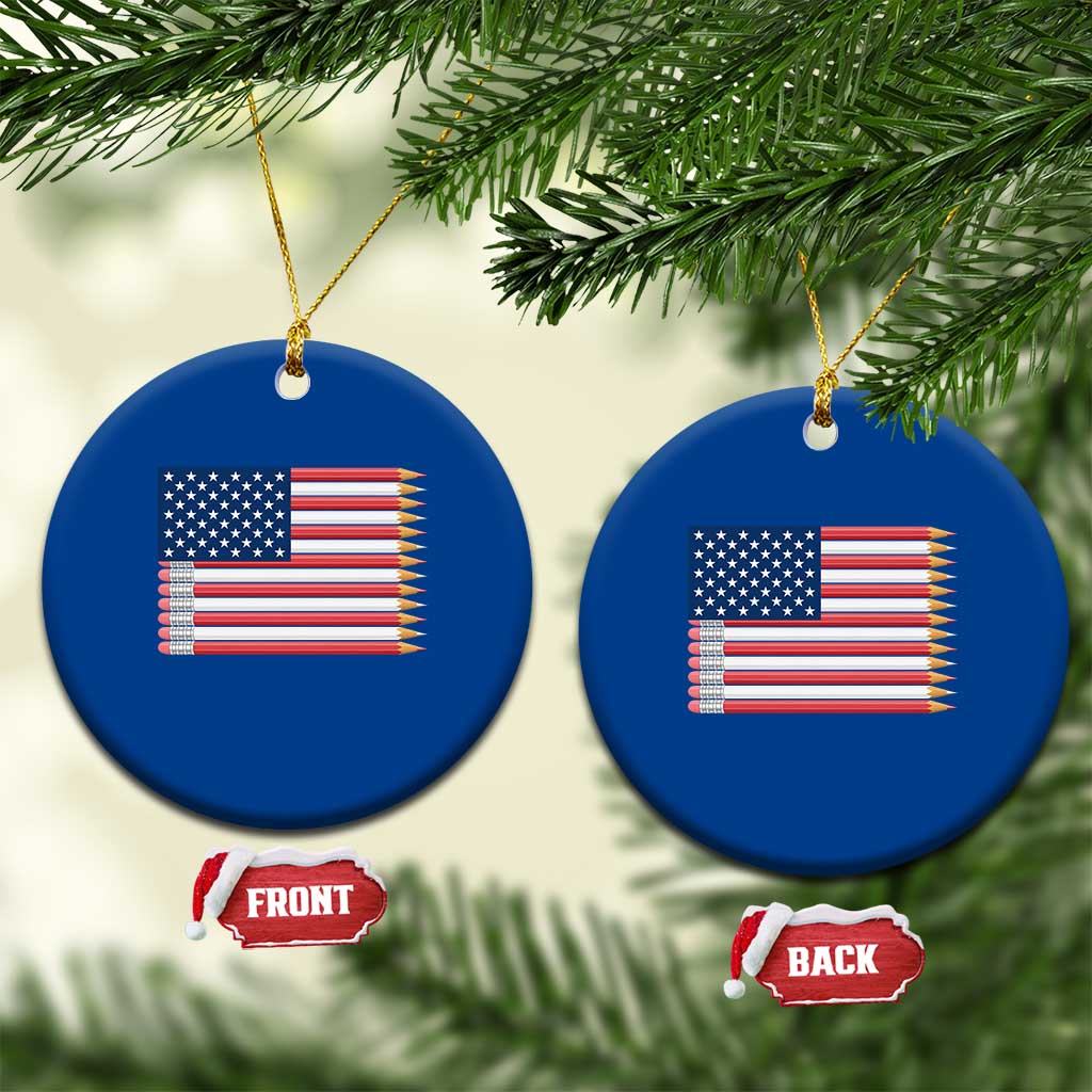 Pencil Stripes USA Flag Ceramic Ornament Proud American Teacher Graduation Gift TS12 1pc Blue Print Your Wear