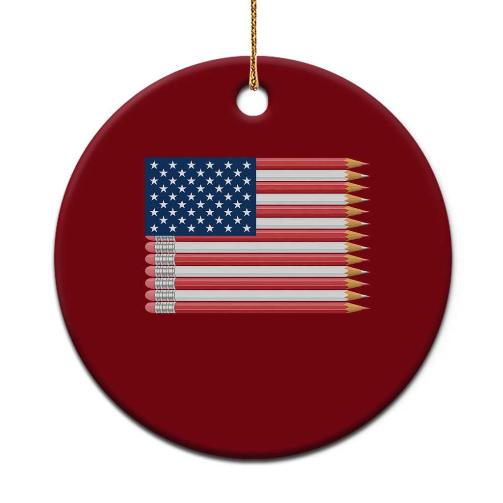 Pencil Stripes USA Flag Ceramic Ornament Proud American Teacher Graduation Gift TS12 1pc Red Print Your Wear