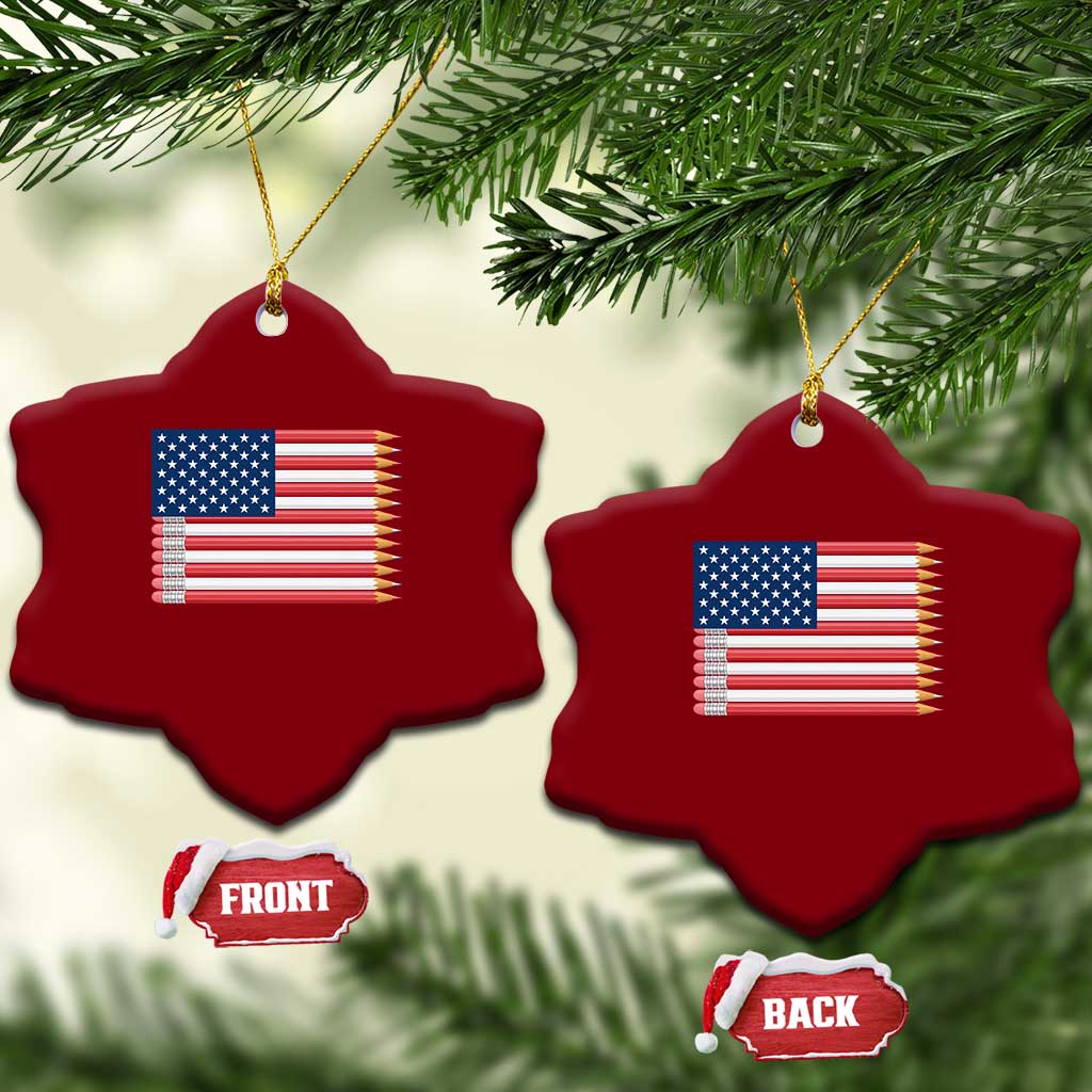 Pencil Stripes USA Flag Ceramic Ornament Proud American Teacher Graduation Gift TS12 Print Your Wear
