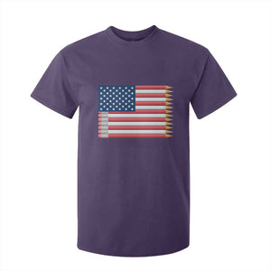 Pencil Stripes USA Flag T Shirt For Kid Proud American Teacher Graduation Gift TS12 Purple Print Your Wear