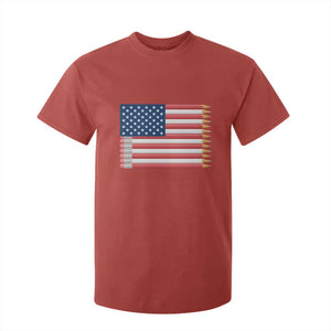 Pencil Stripes USA Flag T Shirt For Kid Proud American Teacher Graduation Gift TS12 Red Print Your Wear