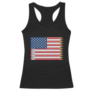 Pencil Stripes USA Flag Racerback Tank Top Proud American Teacher Graduation Gift TS12 Black Print Your Wear