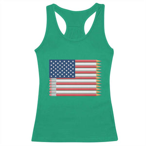 Pencil Stripes USA Flag Racerback Tank Top Proud American Teacher Graduation Gift TS12 Irish Green Print Your Wear