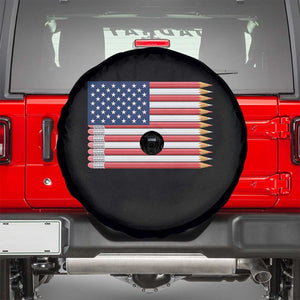 Pencil Stripes USA Flag Spare Tire Cover Proud American Teacher Graduation Gift TS12 Black Print Your Wear