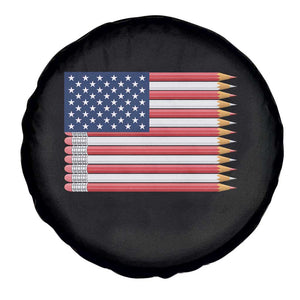 Pencil Stripes USA Flag Spare Tire Cover Proud American Teacher Graduation Gift TS12 Print Your Wear