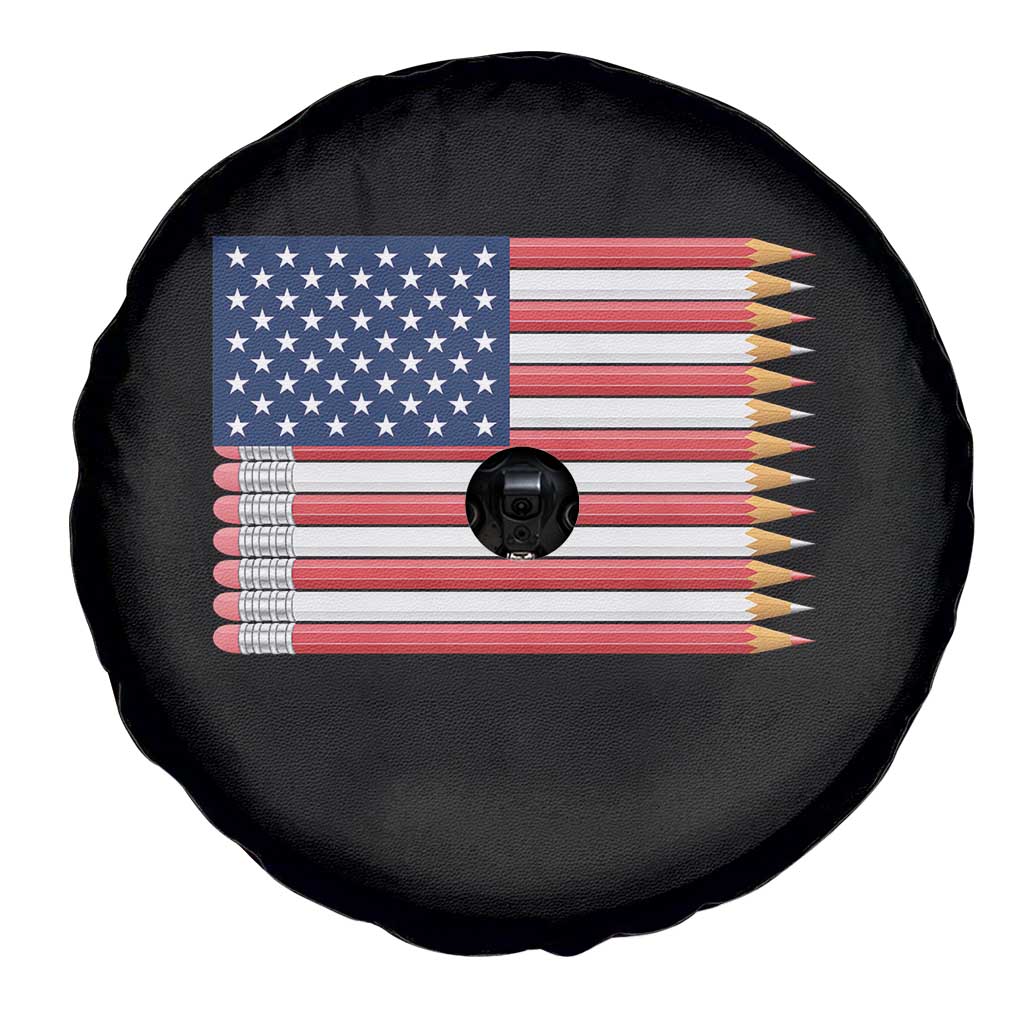 Pencil Stripes USA Flag Spare Tire Cover Proud American Teacher Graduation Gift TS12 Print Your Wear