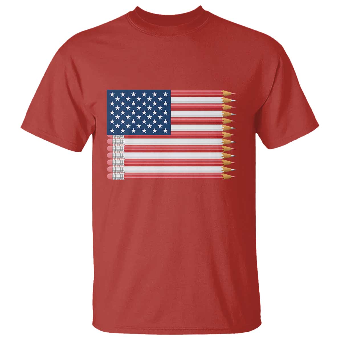 Pencil Stripes USA Flag T Shirt Proud American Teacher Graduation Gift TS12 Red Print Your Wear