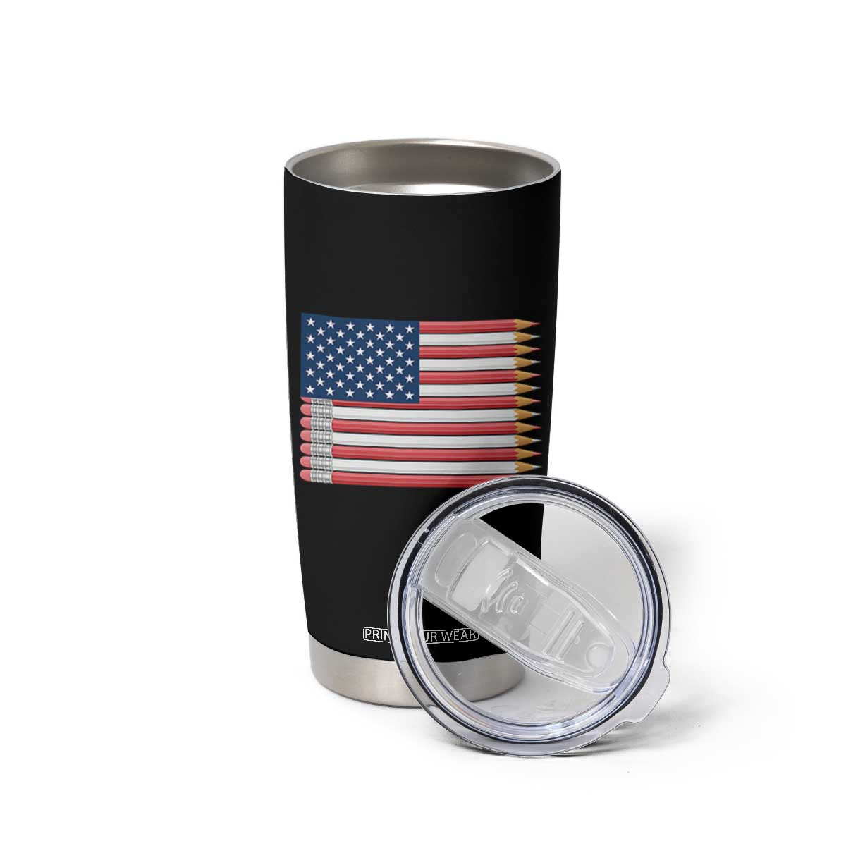 Pencil Stripes USA Flag Tumbler Cup Proud American Teacher Graduation Gift TS12 Print Your Wear