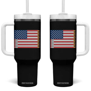 Pencil Stripes USA Flag Tumbler With Handle Proud American Teacher Graduation Gift TS12 One Size: 40 oz Black Print Your Wear