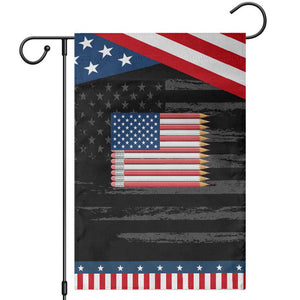Pencil Stripes USA Flag Patriotic Garden Flag Proud American Teacher Graduation Gift TS12 Distressed Black Blue Print Your Wear