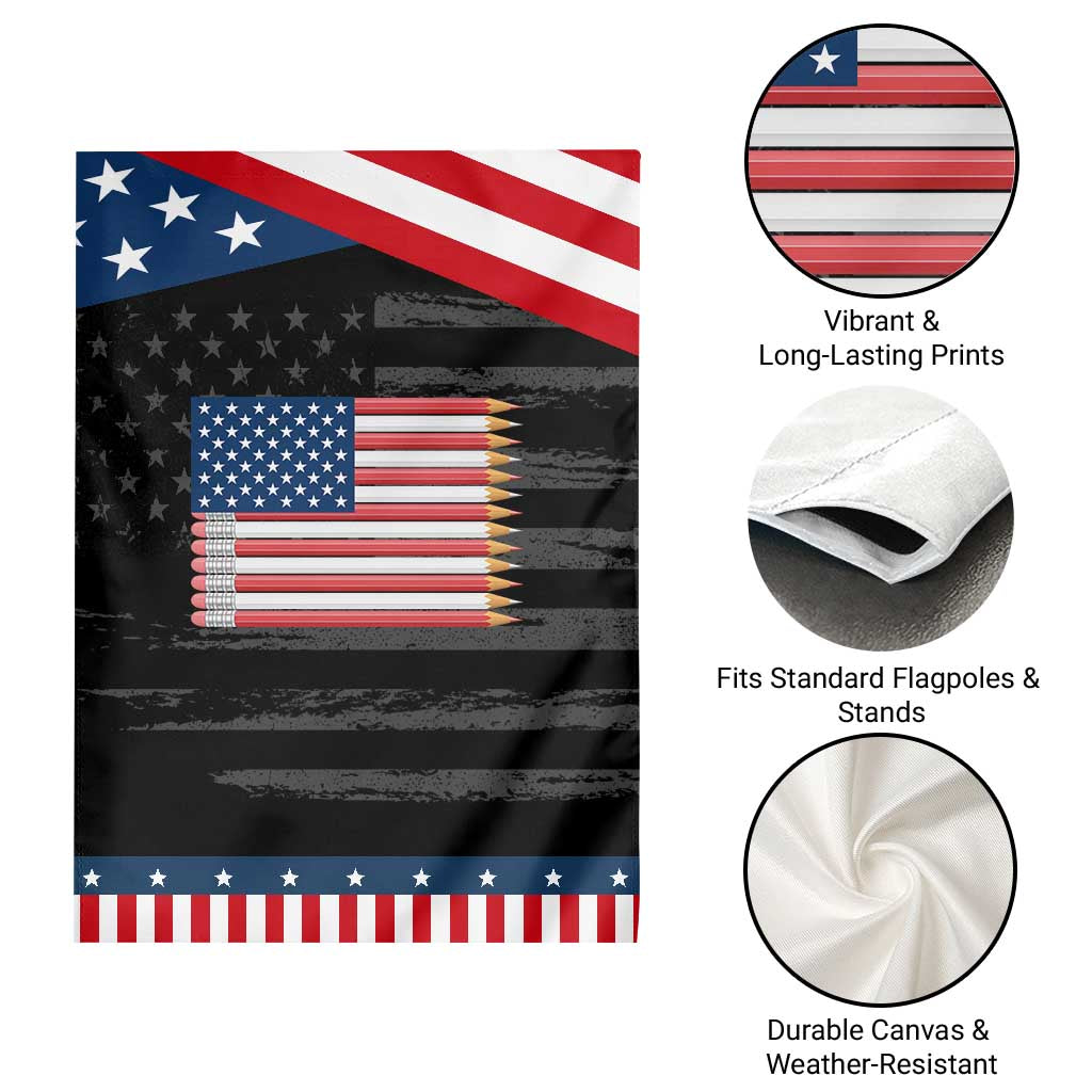 Pencil Stripes USA Flag Patriotic Garden Flag Proud American Teacher Graduation Gift TS12 Print Your Wear