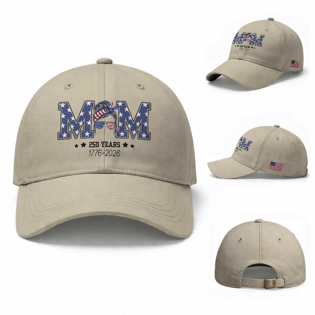Patriotic Mothers Day Gift Baseball Cap USA 250 Years Celebration TS12 Baseball Cap Universal Fit Beige Print Your Wear