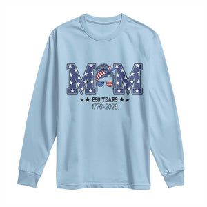 Patriotic Mothers Day Gift Long Sleeve Shirt USA 250 Years Celebration TS12 Light Blue Print Your Wear