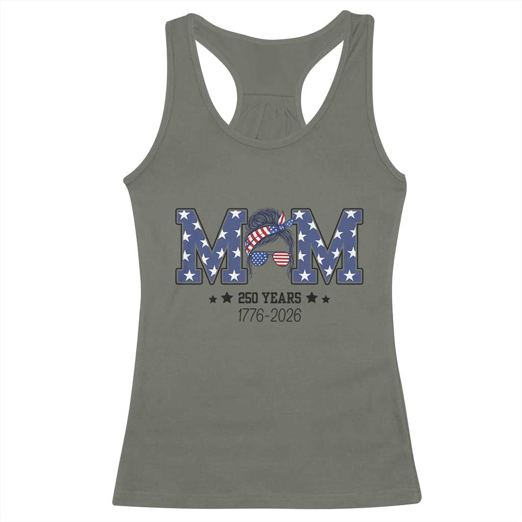 Patriotic Mothers Day Gift Racerback Tank Top USA 250 Years Celebration TS12 Military Green Print Your Wear