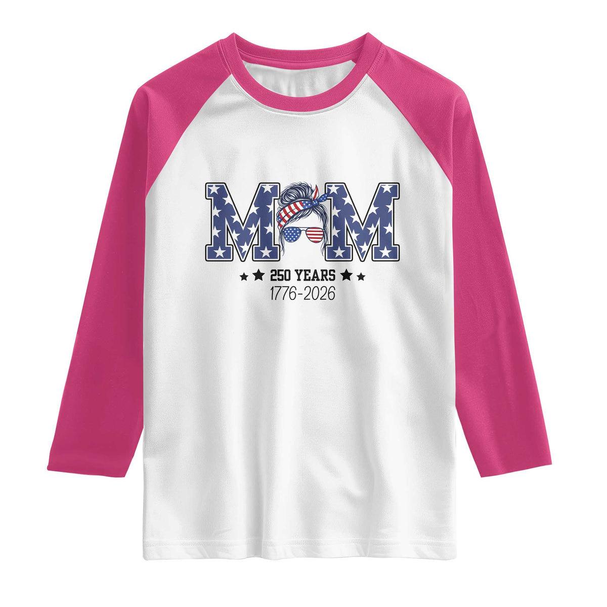 Patriotic Mothers Day Gift Raglan Shirt USA 250 Years Celebration TS12 White Heliconia Print Your Wear