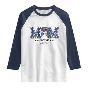 Patriotic Mothers Day Gift Raglan Shirt USA 250 Years Celebration TS12 White Navy Print Your Wear