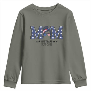 Patriotic Mothers Day Gift Youth Sweatshirt USA 250 Years Celebration TS12 Military Green Print Your Wear