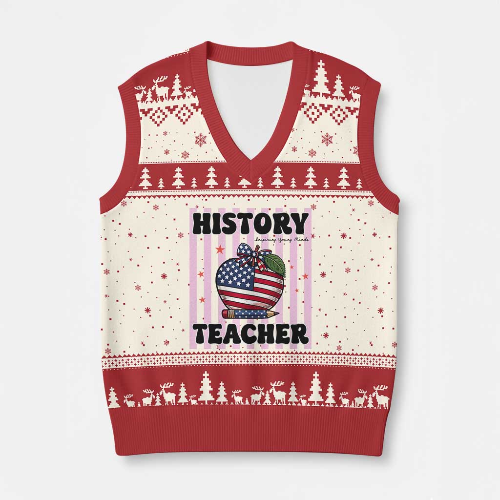 Inspiring Young Minds Teacher V-Neck Knit Sweater Vest 250th Anniversary Educator Gift